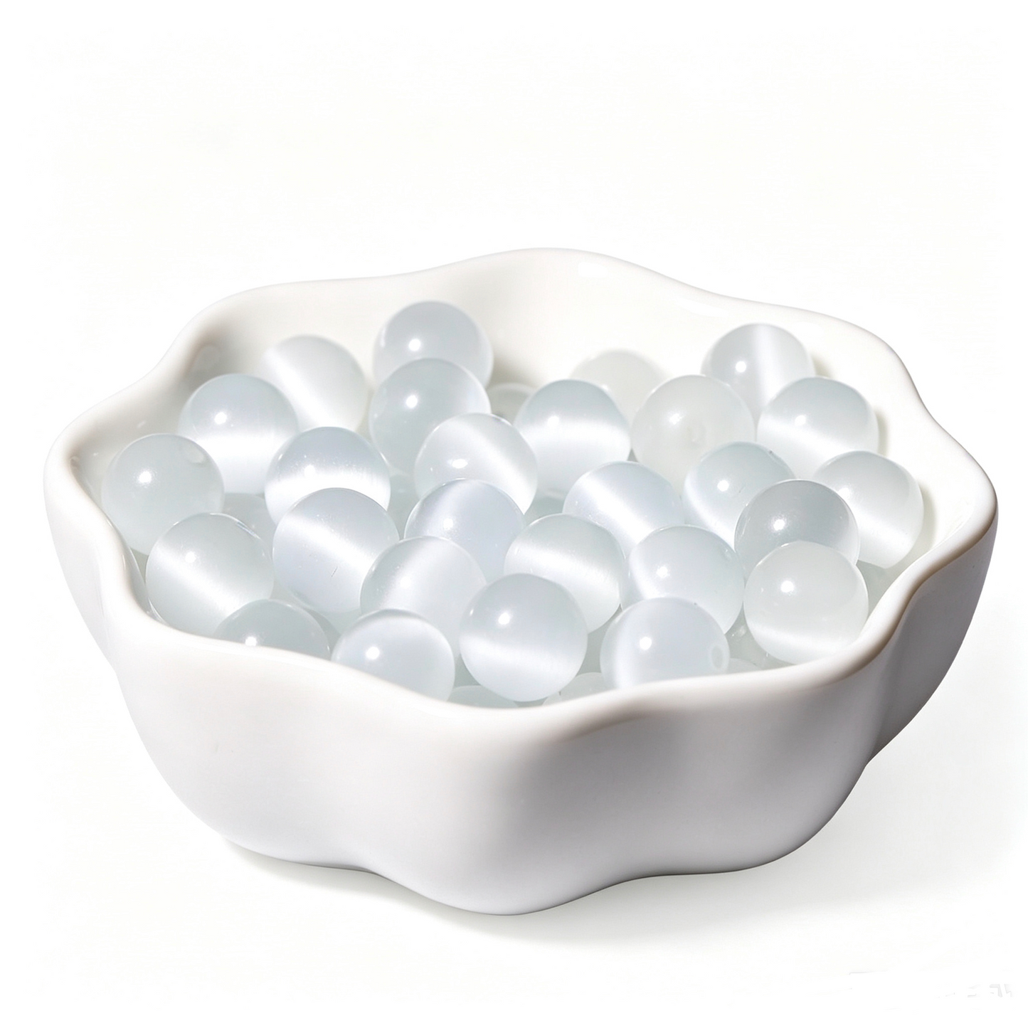 White Cat's Eye Round Loose Beads