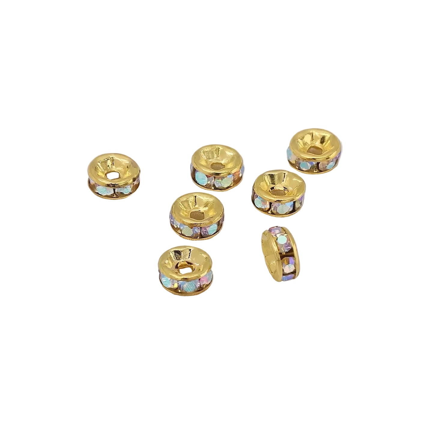 Gold AB Rhinestone Wavy Rondelle