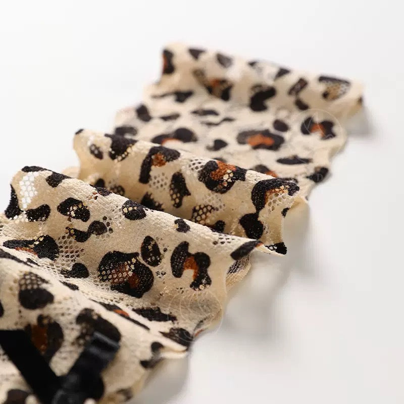 Stylish Lace Leopard Thong 3 Packs