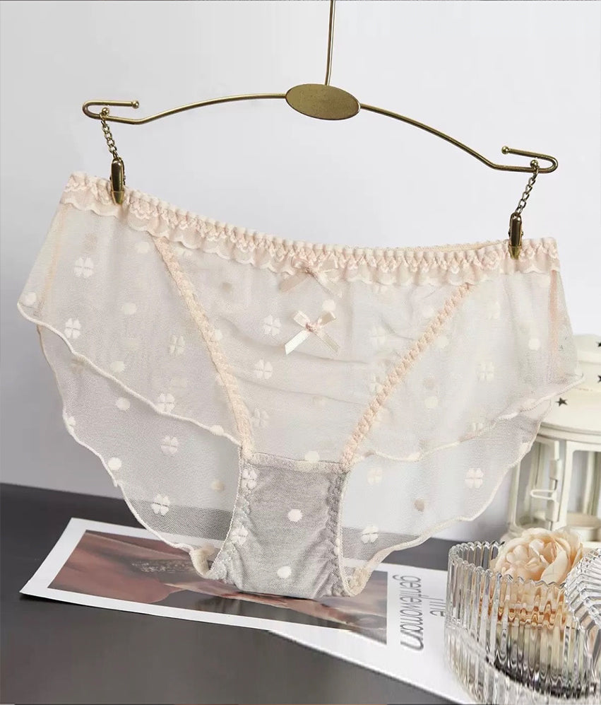 Culotte sexy en dentelle à volants et pois mignons