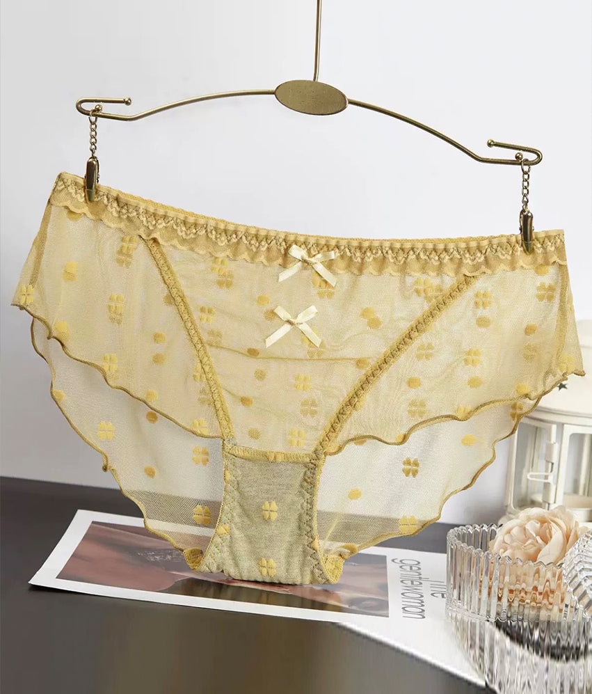 Culotte sexy en dentelle à volants et pois mignons
