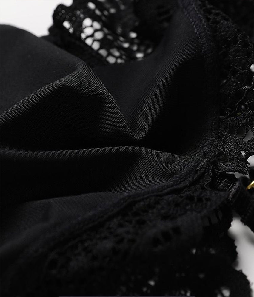 Lot de 3 culottes string en dentelle à double bretelle, sans coutures