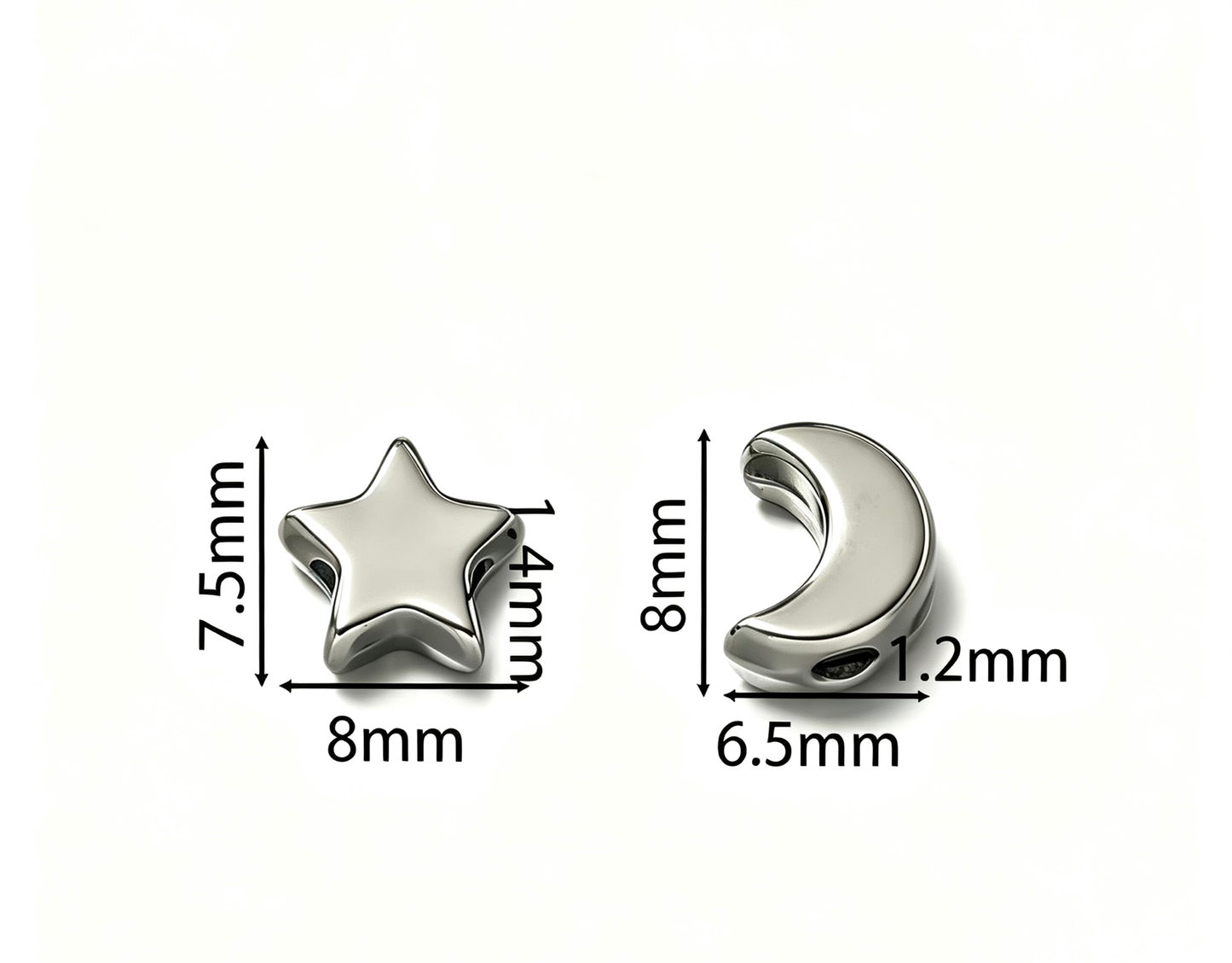 Star & Moon Spacer Beads