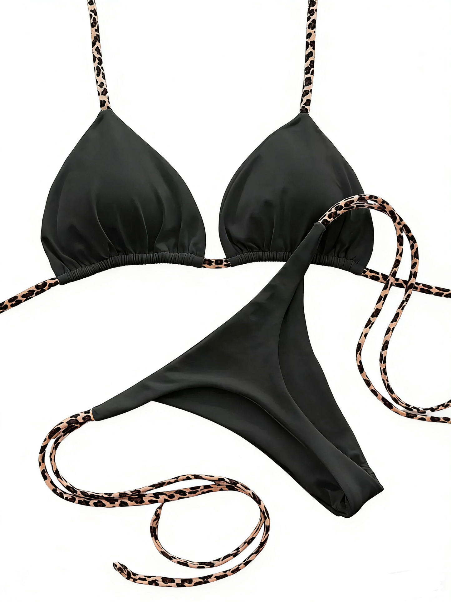 Leopard Strap Triangle Bikini