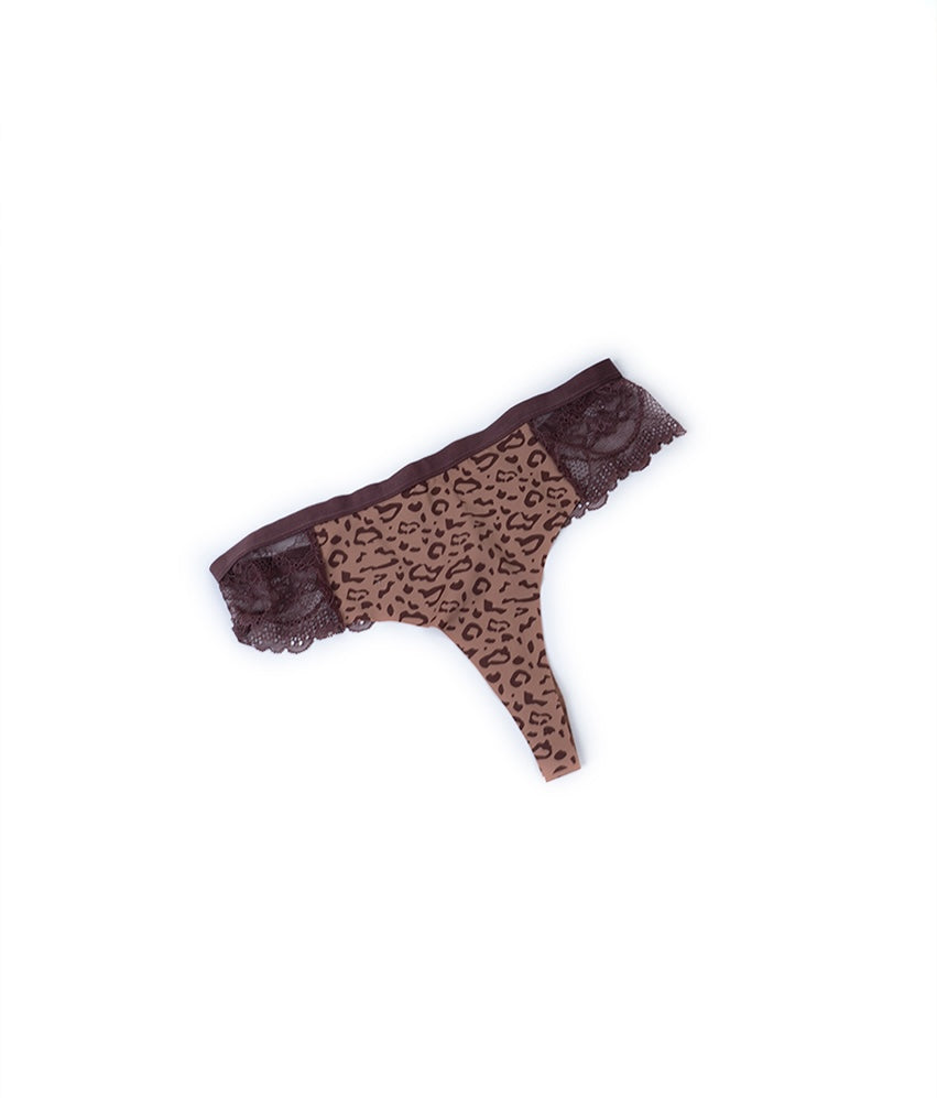 Leopard - Print & Lace Thong