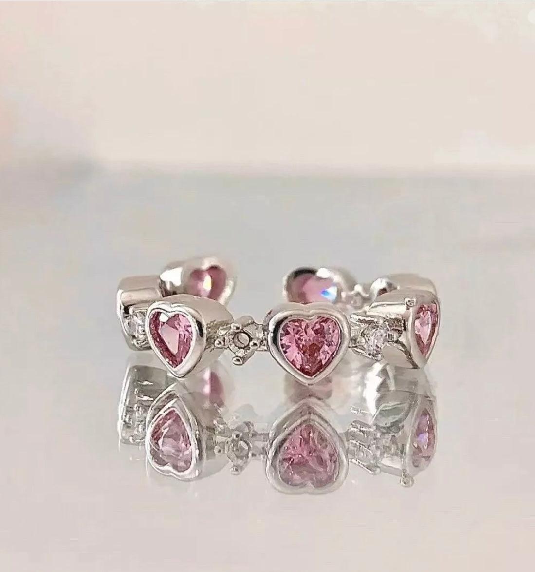 Heart Zircon  Adjustable Ring