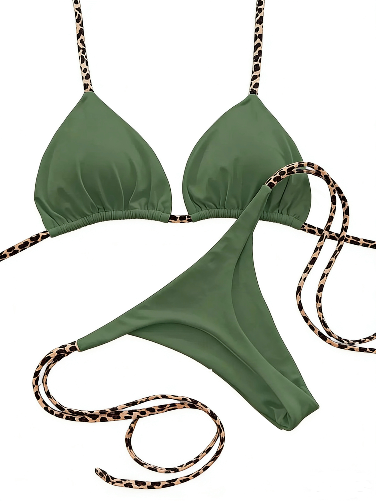 Leopard Strap Triangle Bikini