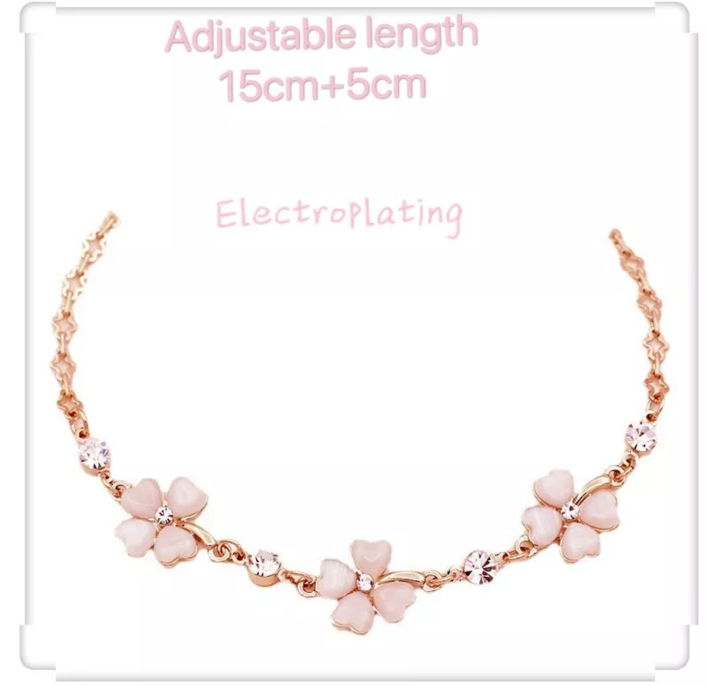 Lucky Four leaf clover Rose Gold Plated Bracelet Infinity for Women Girl Braclet