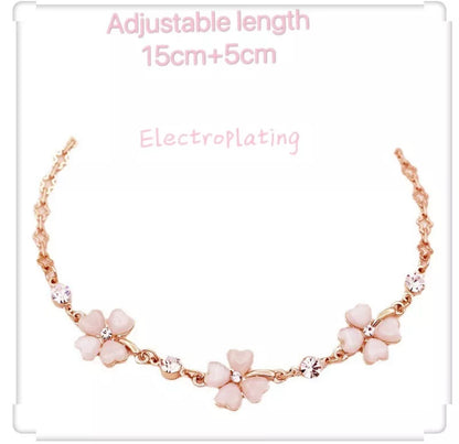 Lucky Four leaf clover Rose Gold Plated Bracelet Infinity for Women Girl Braclet