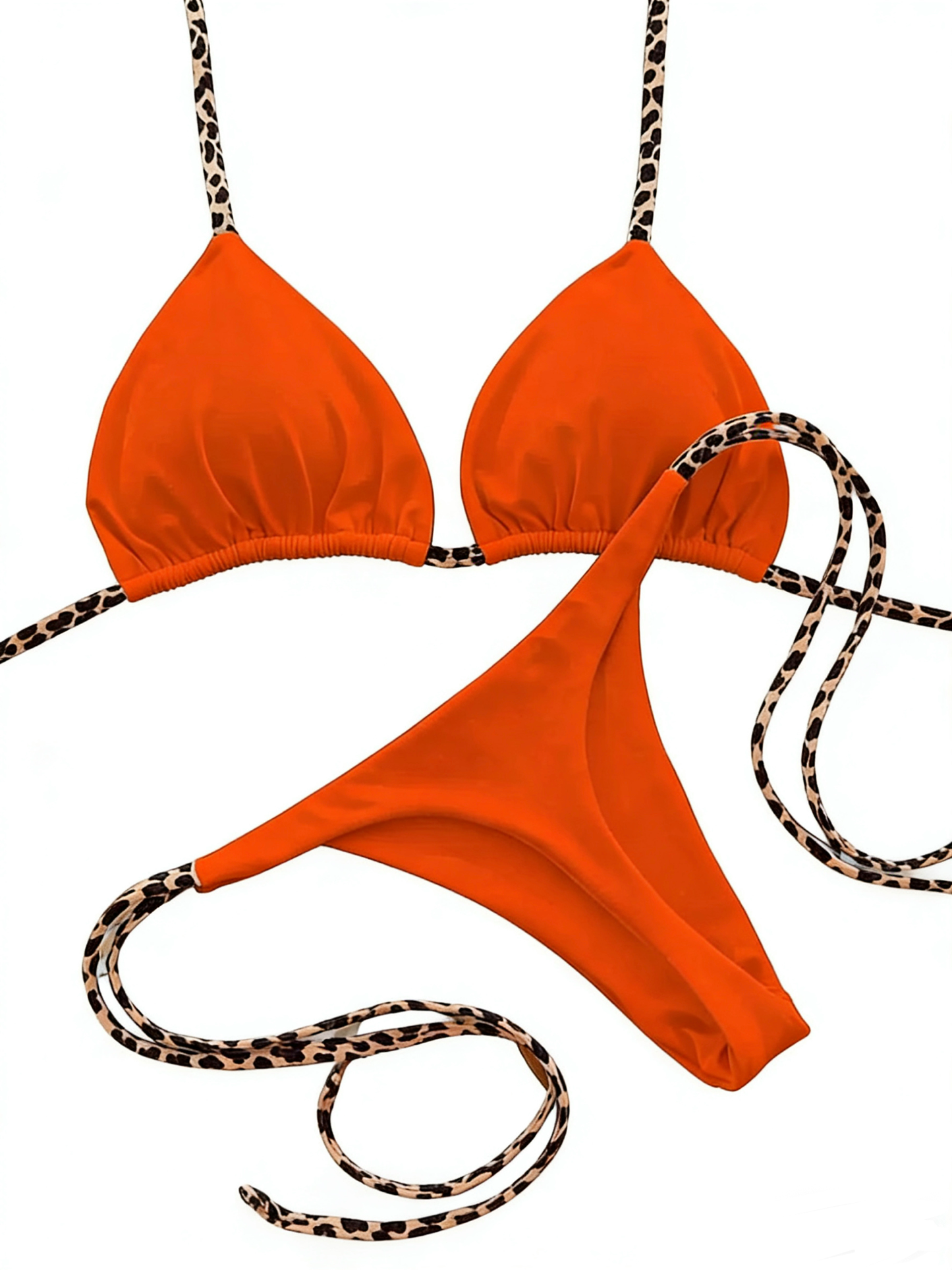 Leopard Strap Triangle Bikini