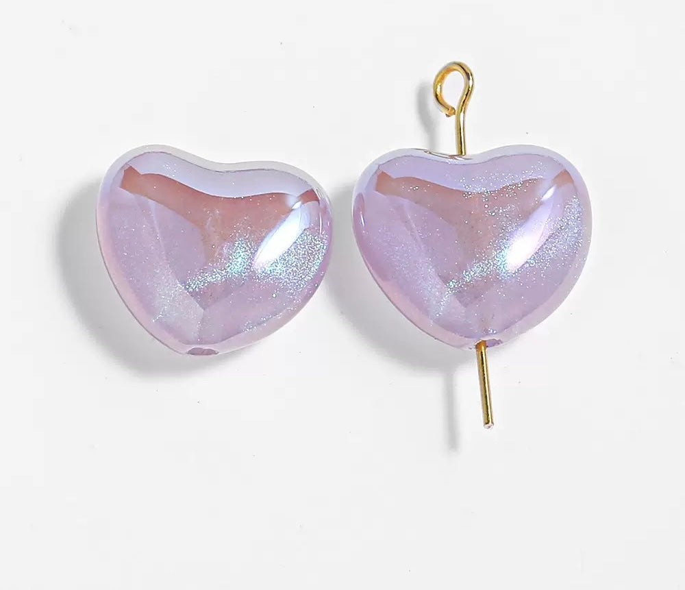 Heart Beads 16mm  - 2 Pack
