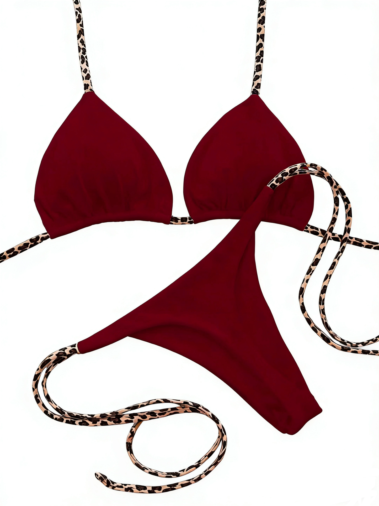 Leopard Strap Triangle Bikini