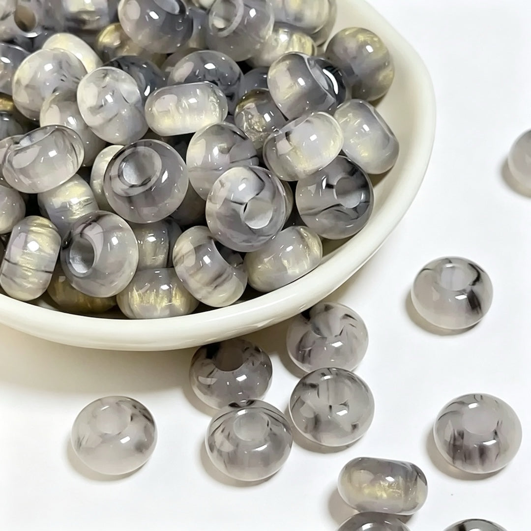 14x8mm Marbled Resin Large‑Hole Rondelle Beads -Pack of 20