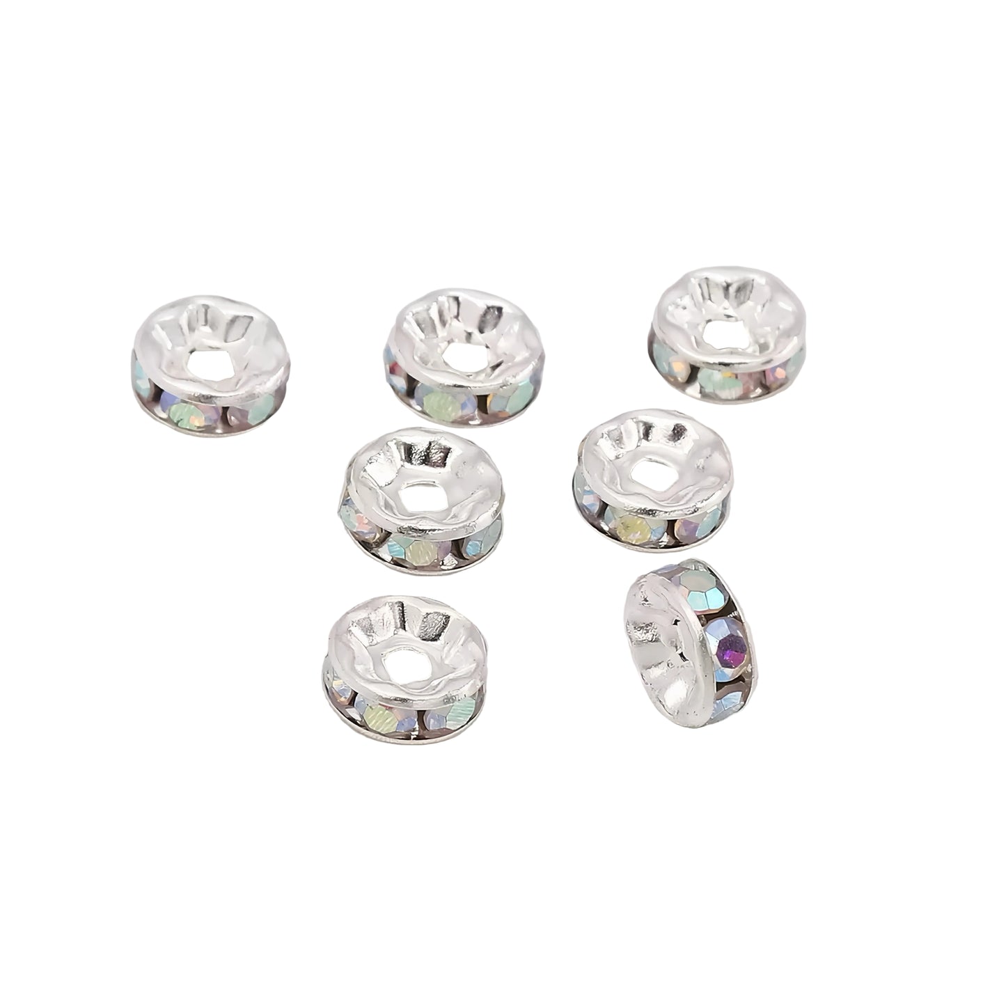 Silver AB Rhinestone Wavy Rondelle