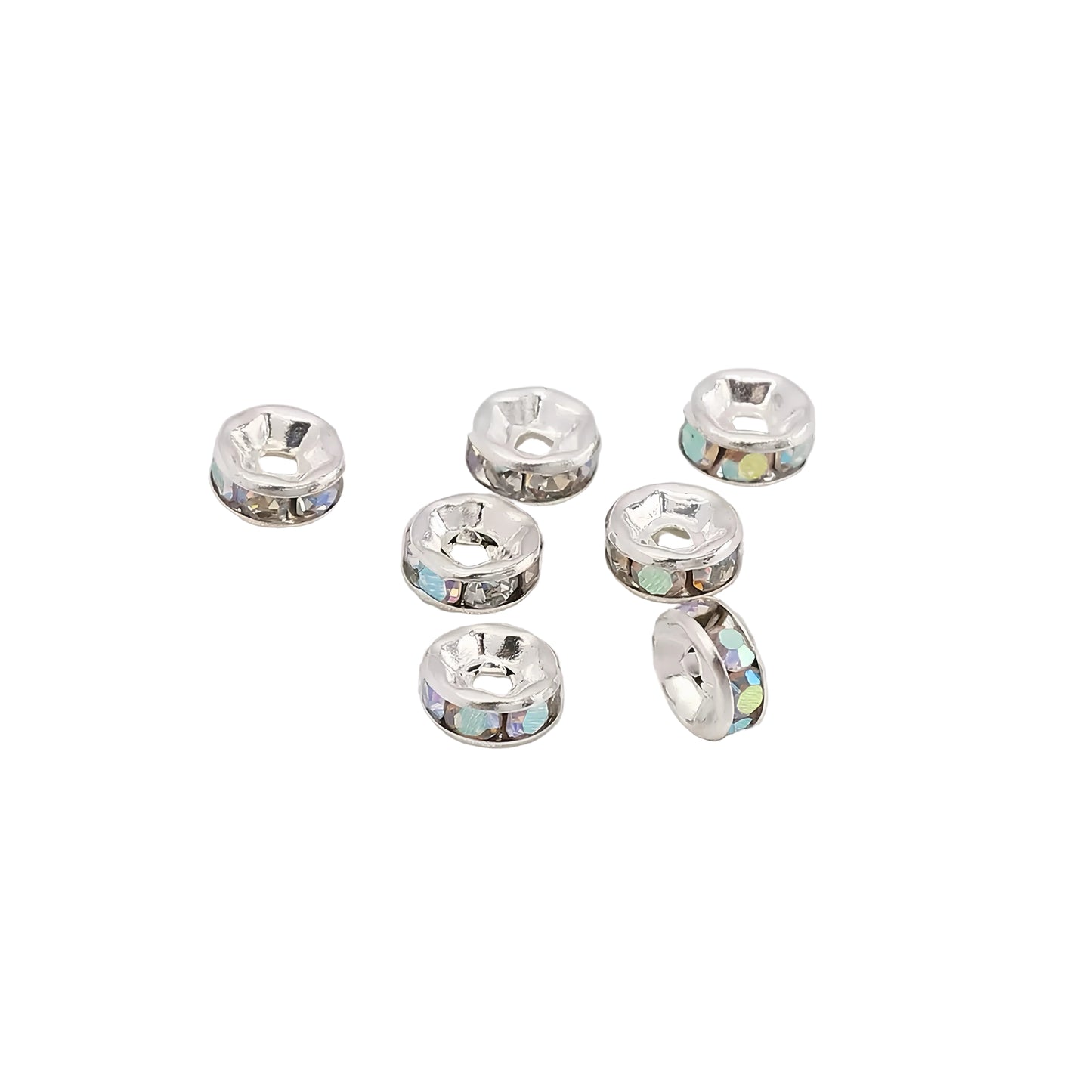 Silver AB Rhinestone Wavy Rondelle