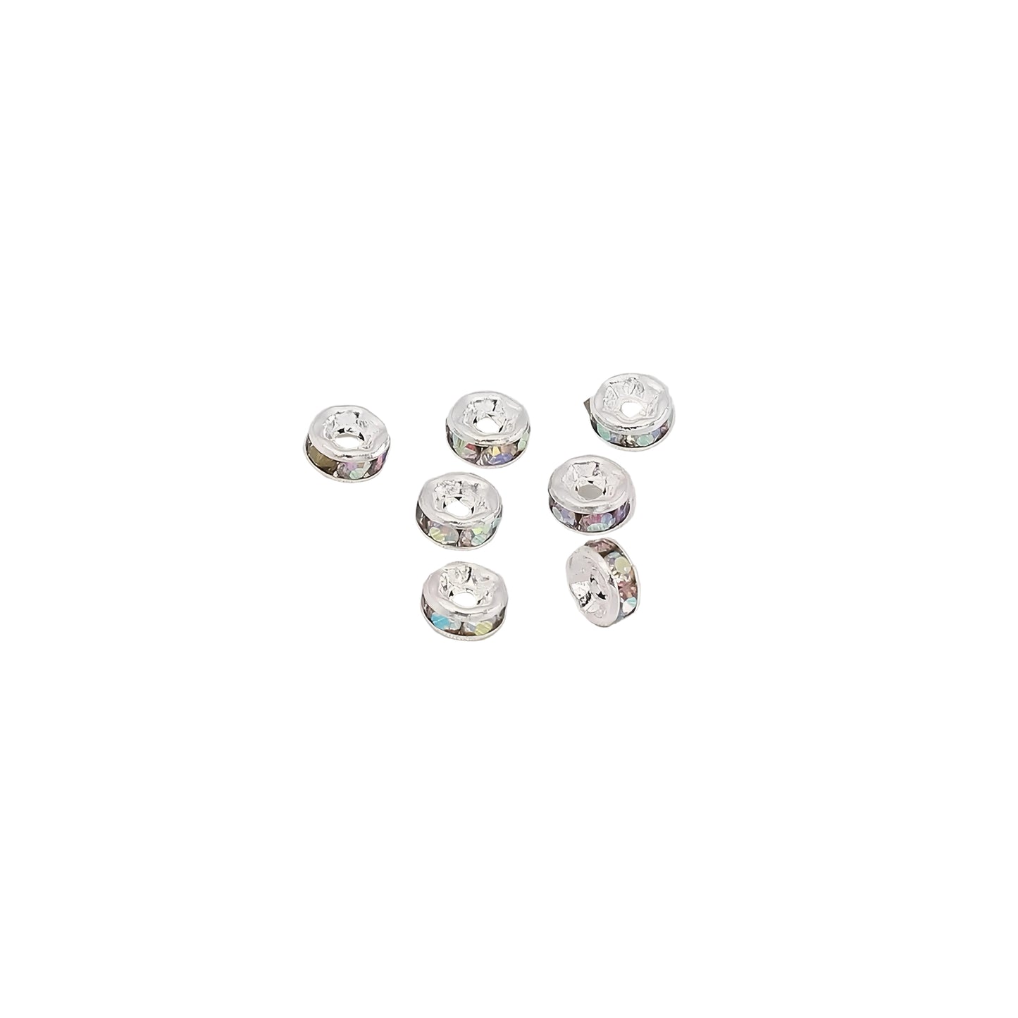 Silver AB Rhinestone Wavy Rondelle