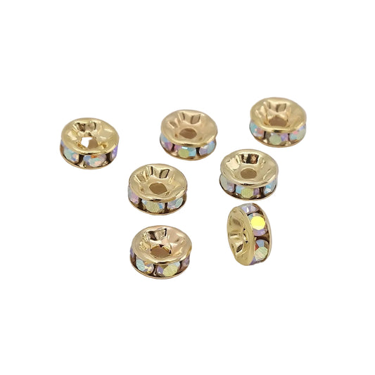 Gold AB Rhinestone Wavy Rondelle