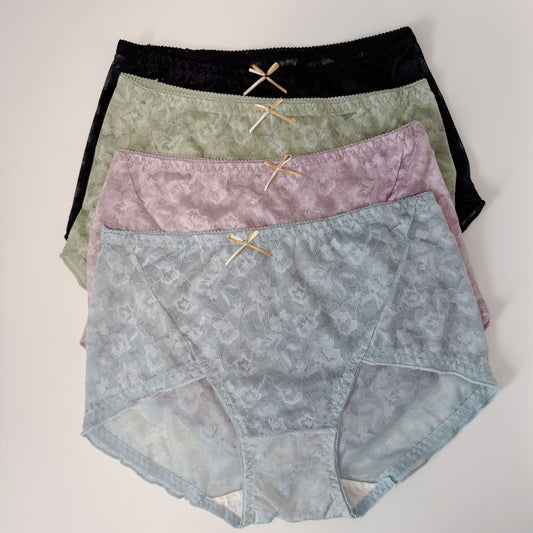 Sexy Mid-Waist Lace Briefs Breathable Elastic  Style Ladies' Panties 4 Packs