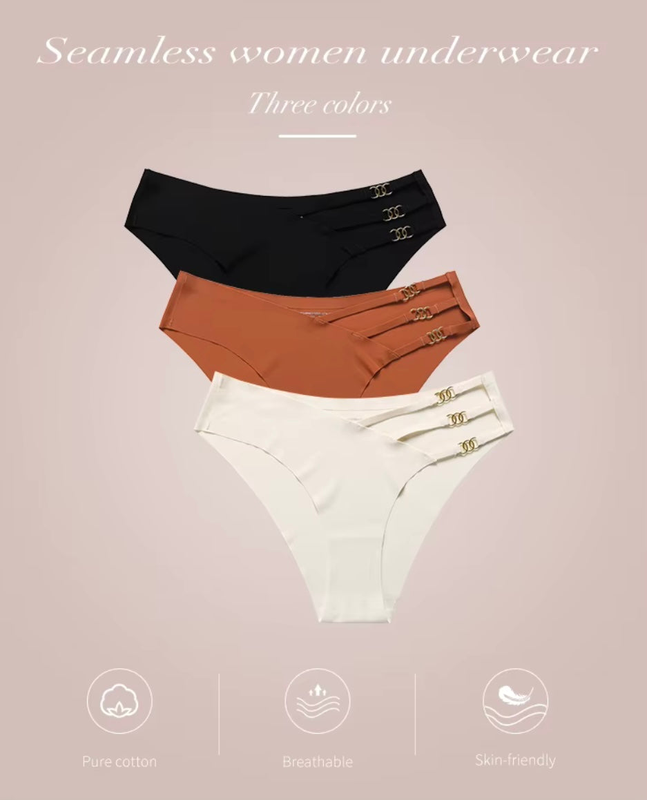 Lot de 3 sous-vêtements sans coutures à taille basse ajourés