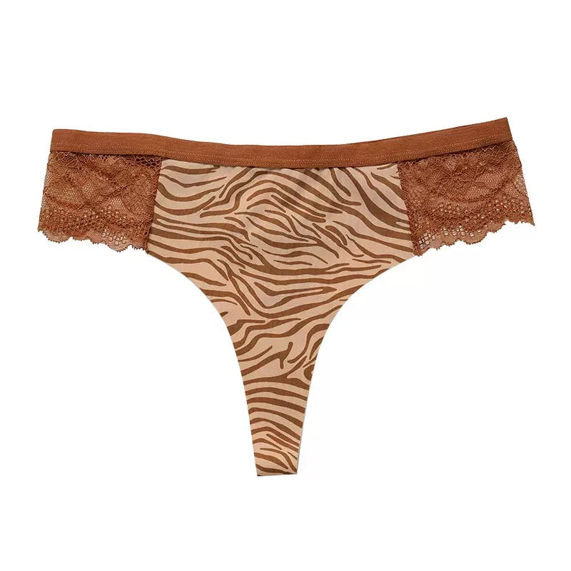 Leopard - Print & Lace Thong
