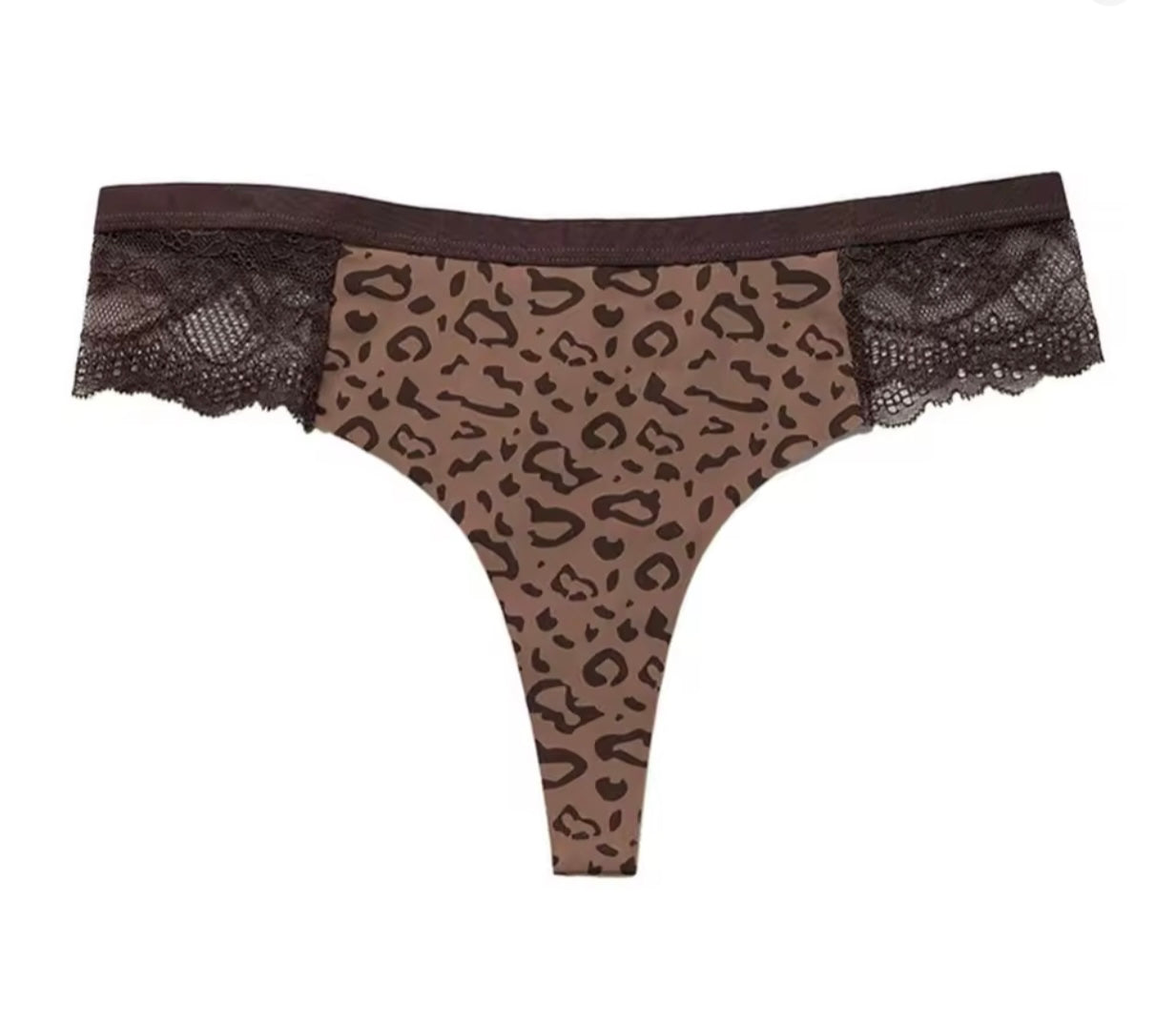 Leopard - Print & Lace Thong