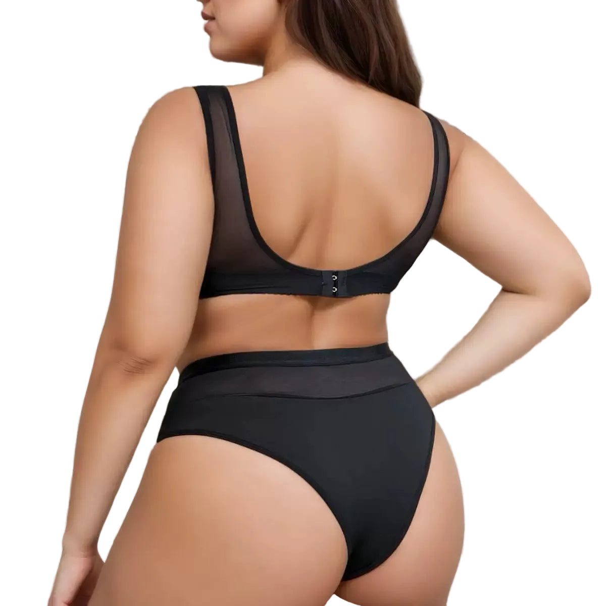 Black Plus Size Bra Set with Underwire