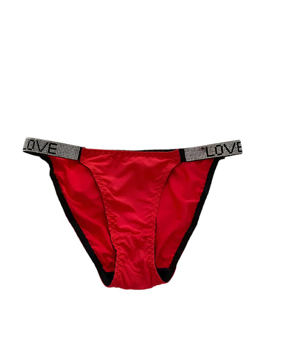 Sparkling 'LOVE' Smooth Monogram Thong Shine Strap Knickers