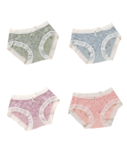 Lot de 4 culottes taille mi-haute sans coutures en dentelle sexy