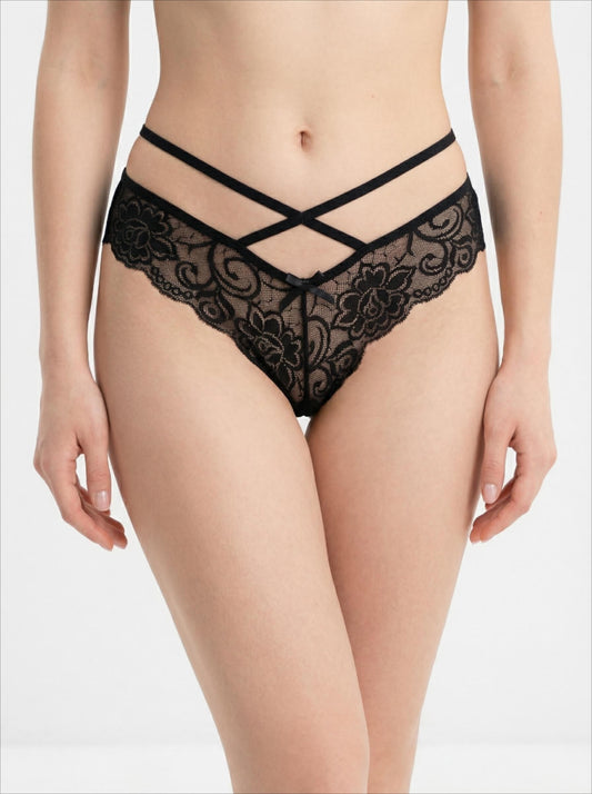 THe Lace Waist Striped Tangas No show Bikini Thongs 5 Packs