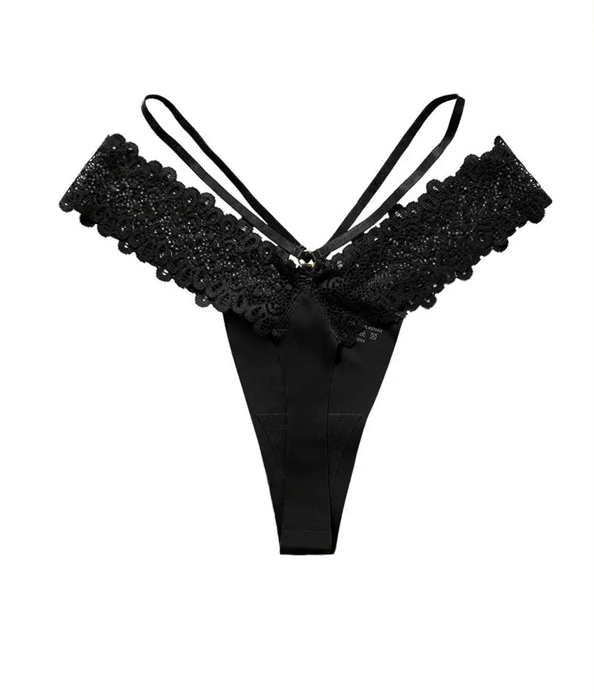 The Lace Thong Panties Double Straps Seamless G-String Knicker 3 Packs