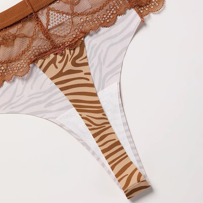 Leopard - Print & Lace Thong