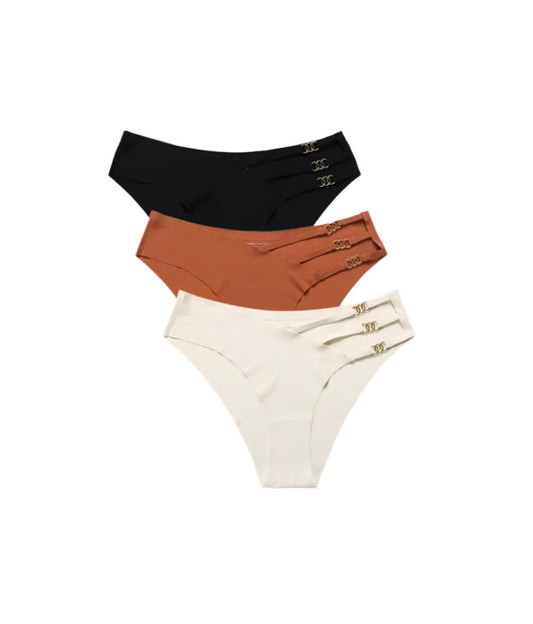 Lot de 3 culottes de bikini ajourées sans coutures taille basse pour femme