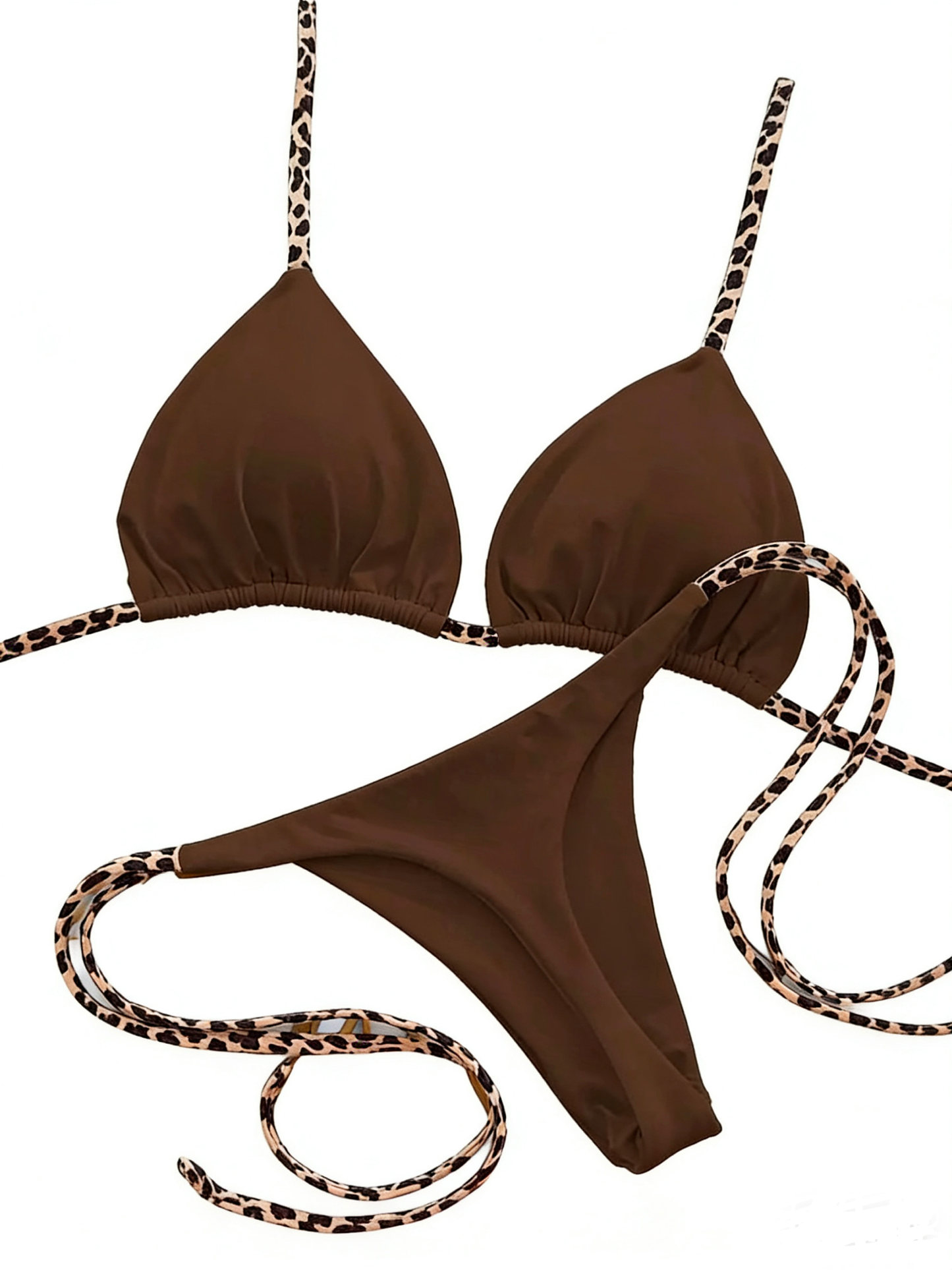 Leopard Strap Triangle Bikini