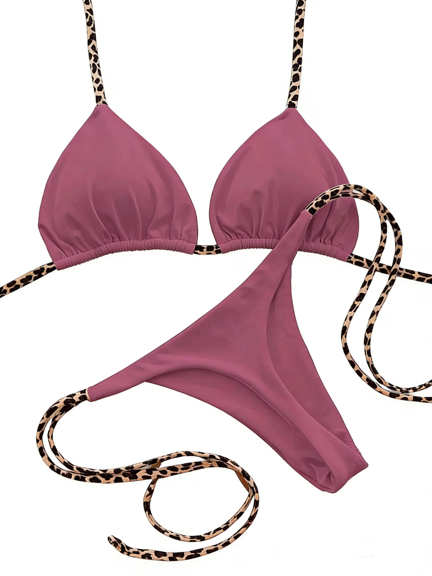 Leopard Strap Triangle Bikini