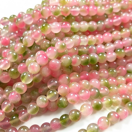 Round Watermelon Chalcedony Round Beads