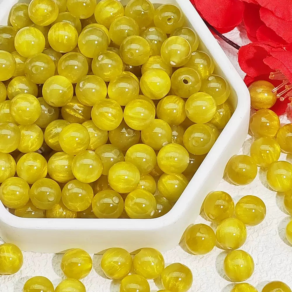 Round Simulated Cat Eye Resin Beads