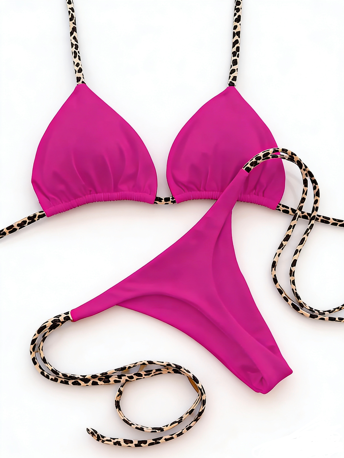 Leopard Strap Triangle Bikini