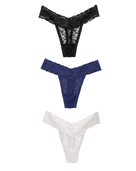 Double Strap Lace Thong-3 Packs