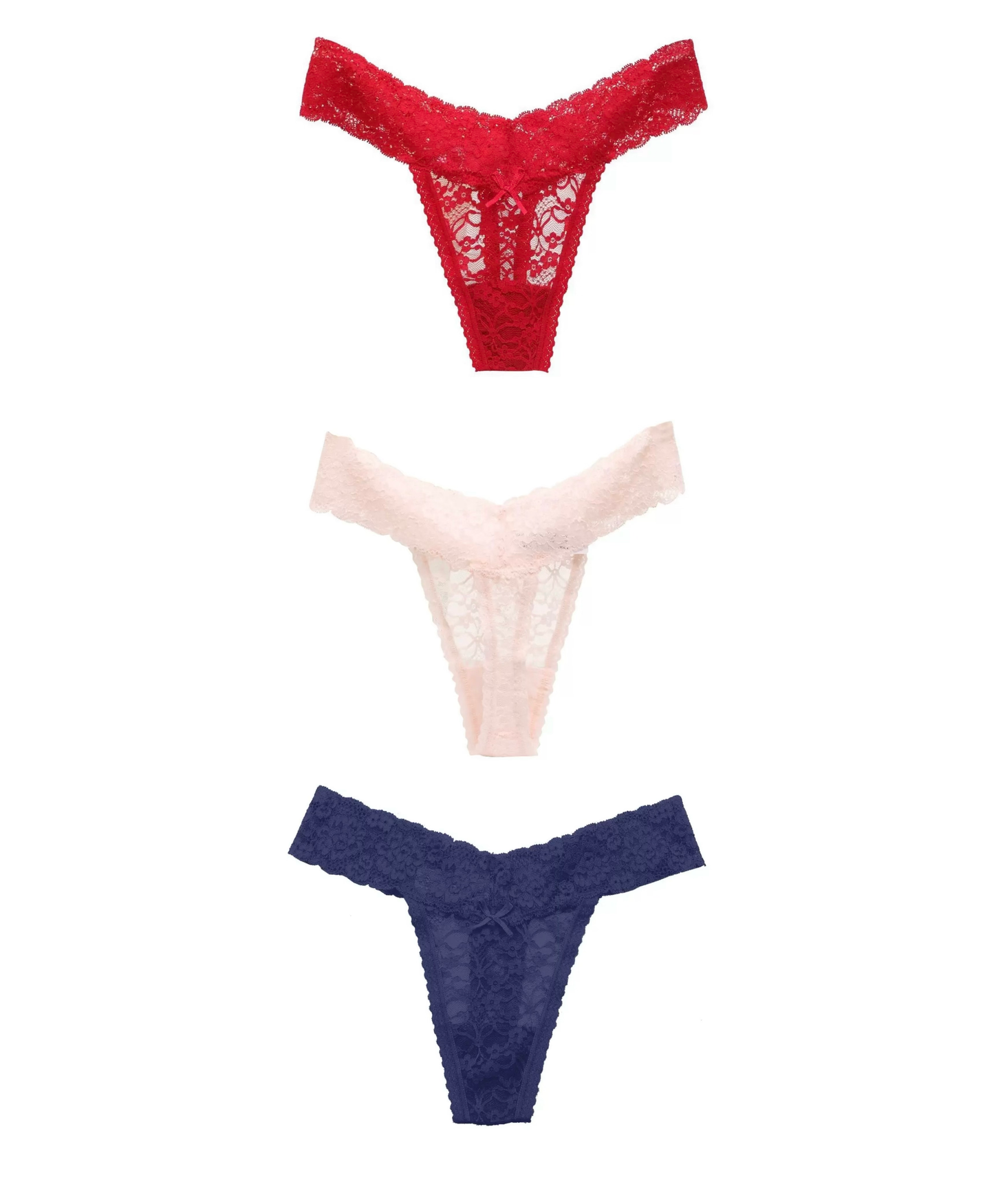 Double Strap Lace Thong-3 Packs